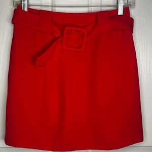 Lovers + Friends Sz S Mini Skirt Belted Dark Coral
